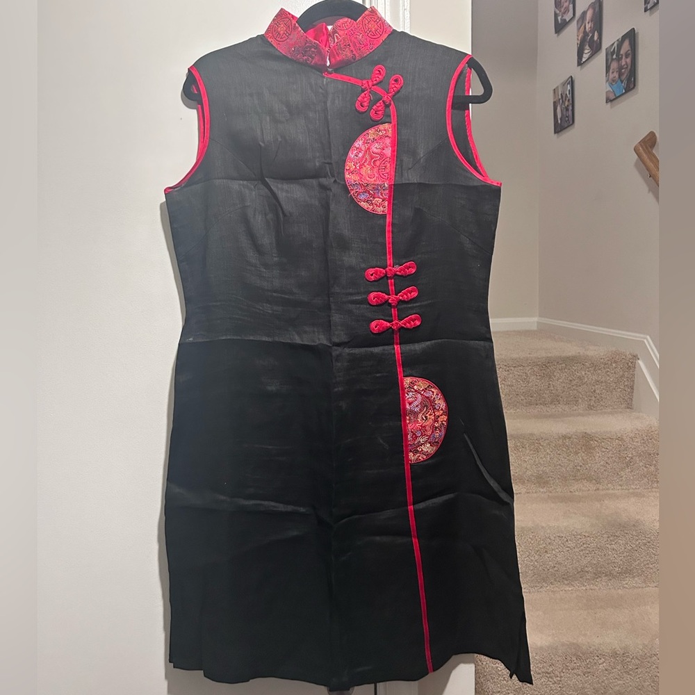 Black Qi Pao dress, size 10-12